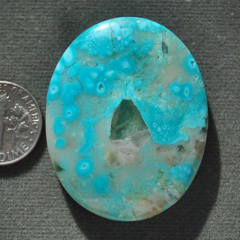 Turquoise, Turquoise in quartz, Natural