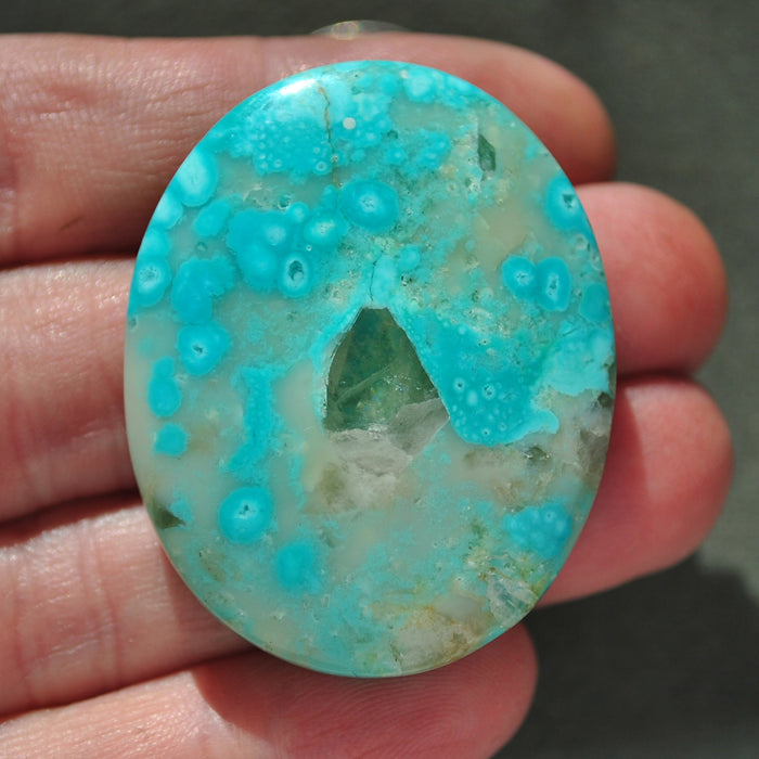 Turquoise, Turquoise in quartz, Natural