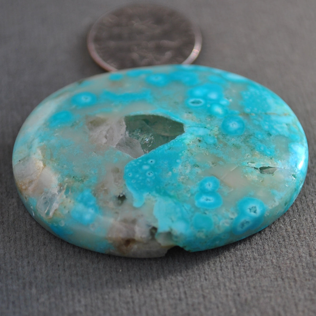 Turquoise, Turquoise in quartz, Natural
